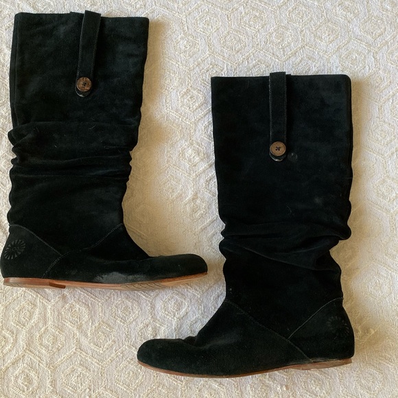 UGG Black Suede Slouchy Boots - Picture 3 of 4